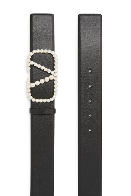 VLogo Signature Pearl Buckle Reversible Belt