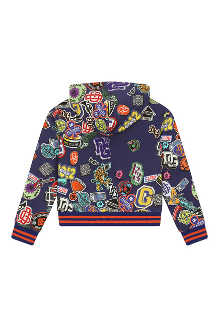 Kids Sticker Print Zip Hoodie