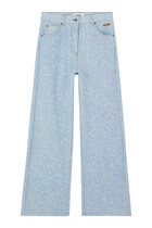 Glitter Wide-Leg Denim Pants