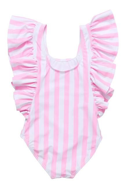 Kids Stripe Wide Frill Swimsuit