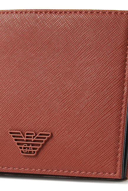 Armani Sustainability Values regenerated Saffiano leather card holder  wallet with rubberised eagle