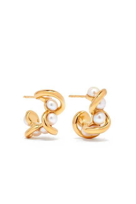 Pearl Hoops Earrings 2:Gold :One Size