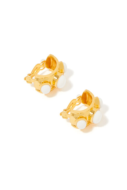 Nova Earrings, 24k Yellow Gold-Plated Brass & White Stones