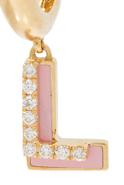 L Huggie Earring, 18K Yellow Gold & Diamond