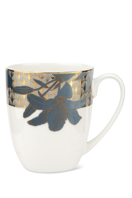 Royal Worcester Blue Lily Mugs, Set of 4