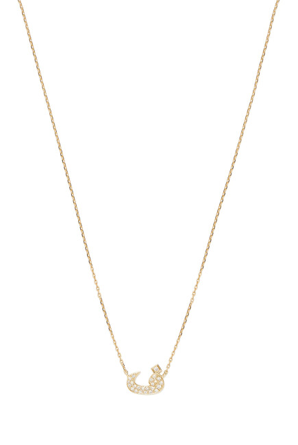 Oula XS Letter F Necklace, 18k Yellow Gold with Diamonds