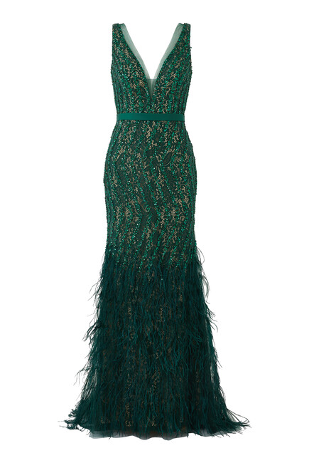 Feather Sleeveless Gown