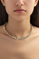 Snake Choker, 18K Yellow Gold, Sterling Silver, Emerald, Diamond & Sapphire