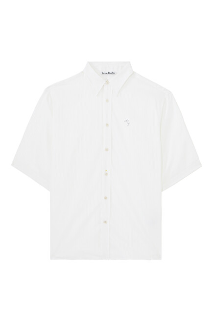 Embroidered Logo Stripe Shirt