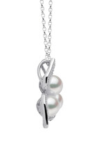 Petal Pendant Necklace, 18k White Gold, Diamond & Pearl
