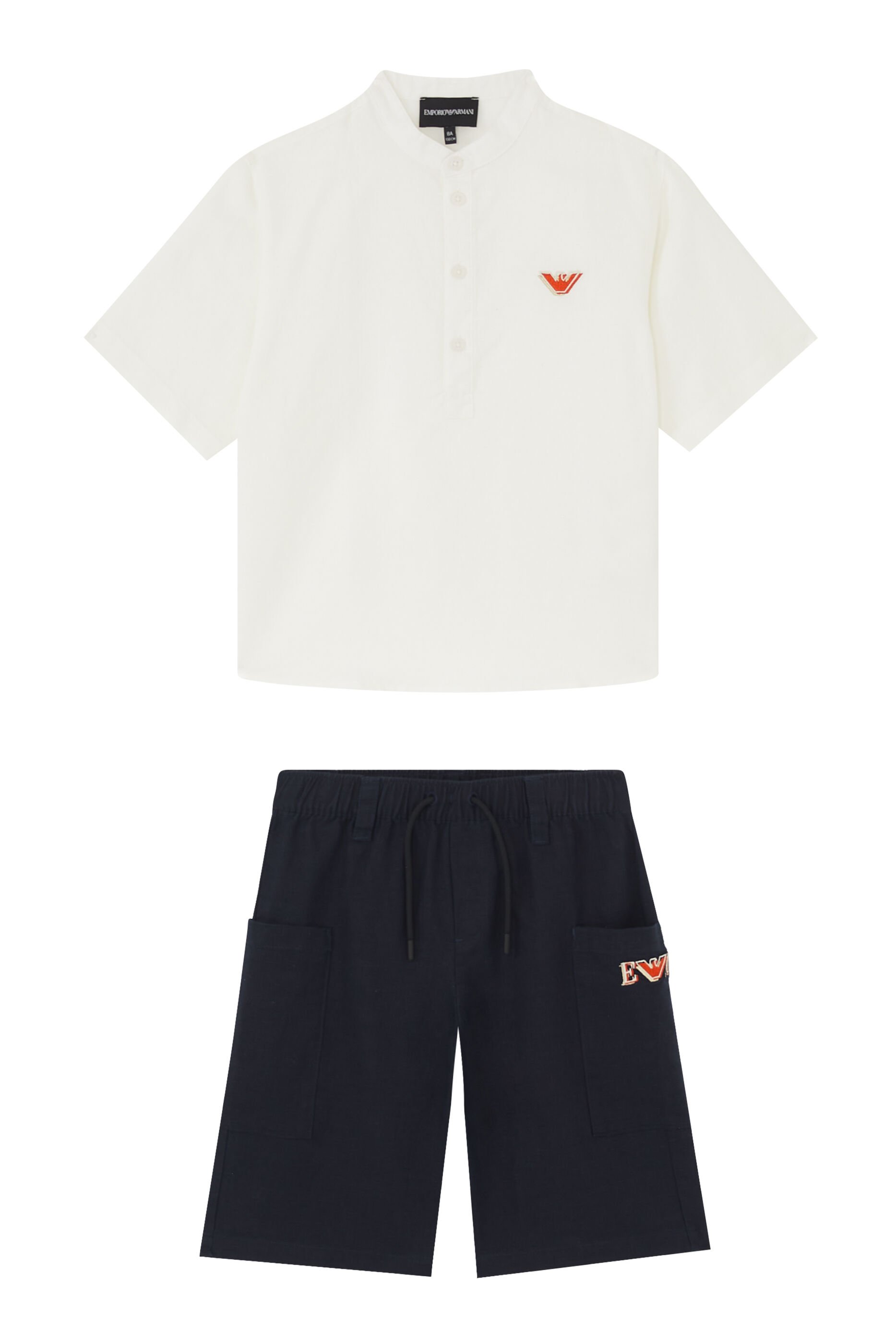 Emporio Armani Kids logo-print poplin shorts - White