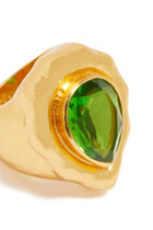 Paulina Ring, 24k Gold-Plated Brass & Green Peridot Quartz