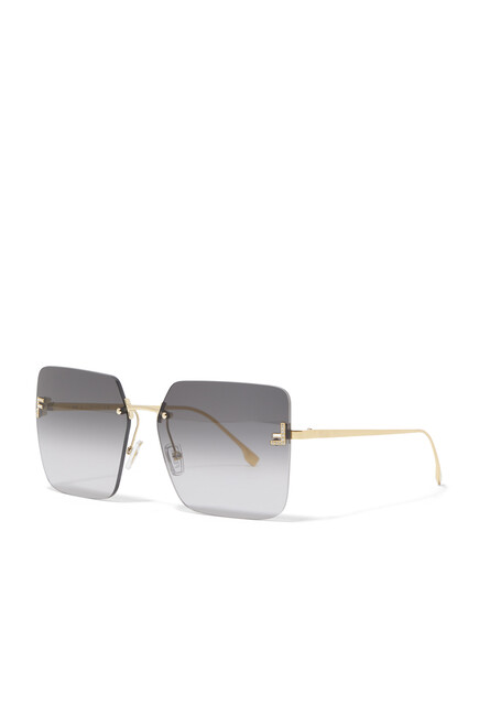 Fendi First Monogram Hardware Rimless Sunglasses