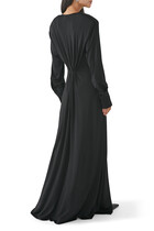 Long-Sleeve Thigh-Split Maxi Dress