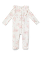 Ruffle Floral Overall Footie