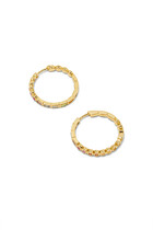 Rivière Baguette Hoop Earrings, 18k Yellow Gold & Mixed Precious Stones