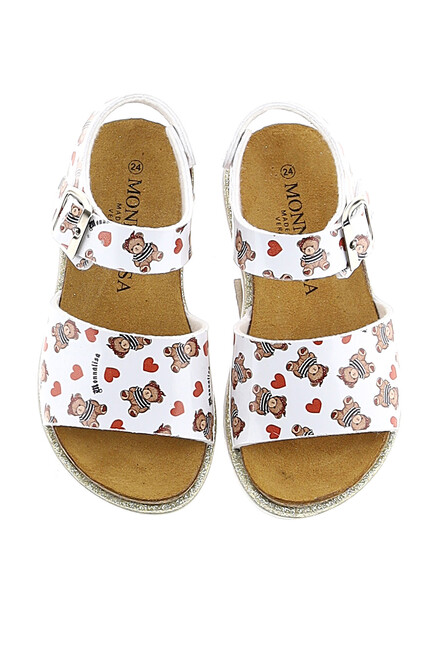 Kids Heart Bear Print Sandals