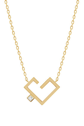 Hubb Heart Pendant Necklace, 18K Yellow Gold & Diamond