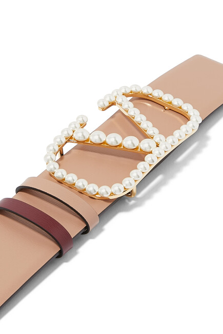 VLogo Signature Pearl Buckle Reversible Belt