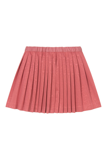 Kids Pleated Skirt with All-Over Jacquard Logo Lettering