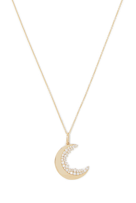  Cocktail Crescent Moon Charm, 14K Yellow Gold & Diamonds