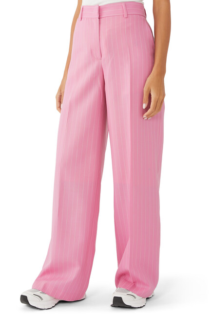 Pinstripe Wide-Leg Pants