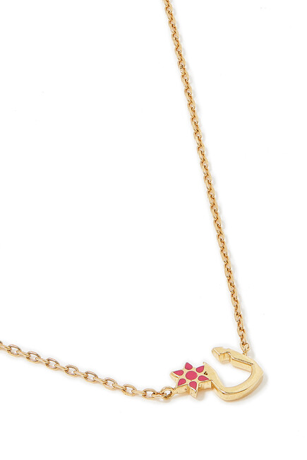 Kids Flower Pendant Necklace, 18k Yellow Gold with Enamel