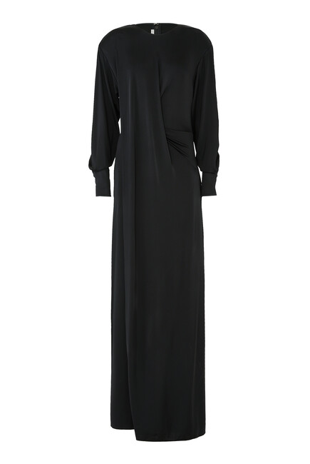 Long-Sleeve Thigh-Split Maxi Dress