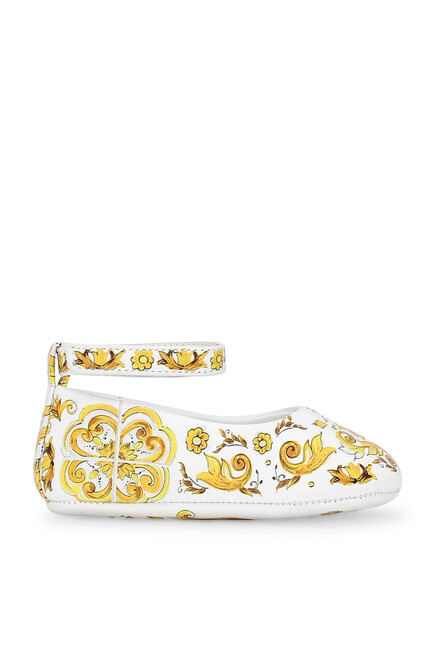 Kids Majolica Print Lambskin Ballet Flats