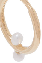 Pearl Single Hoop Earring, 18k Yellow Gold