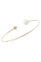 Diamond Star and Pearl Cuff Bracelet
