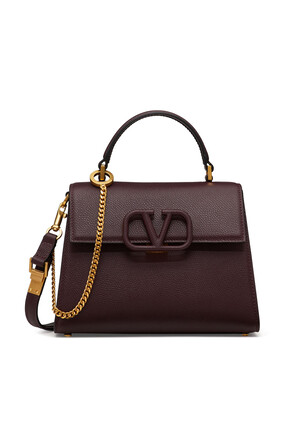 Valentino Garavani Grainy Calfskin VSling Medium Top Handle Bag Poudre 