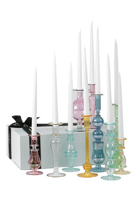 Glass Candle Holders with Gift Box, Set of 10
