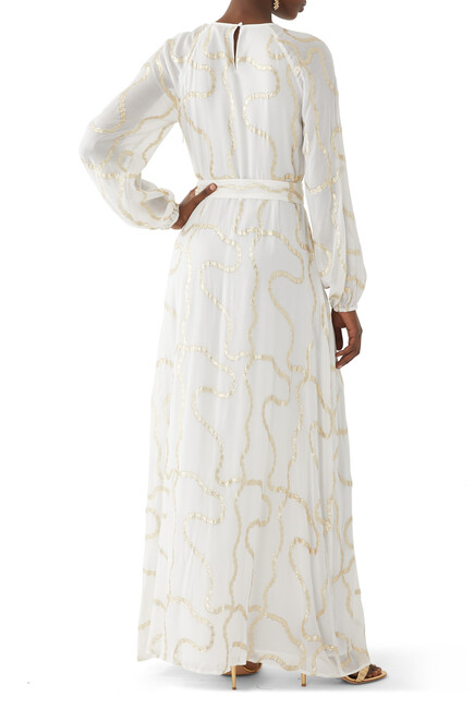 Long Sleeve Belted Gown