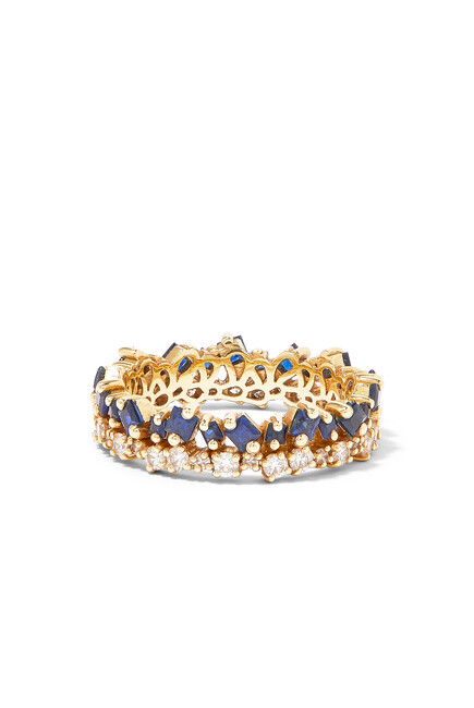 Sapphire Double Eternity Band, 18k Gold with Sapphire & Diamond