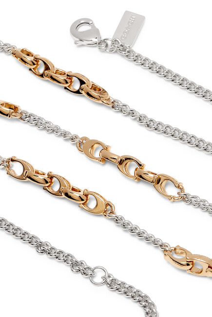 Signature C Mixed Chain Necklace, Plated Metal