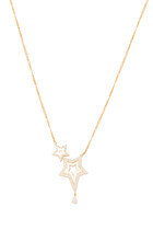 Full Diamond Double Star Necklace, 18k Yellow Gold & Diamonds