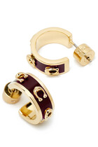 Pegged C Enamel Huggie Earrings