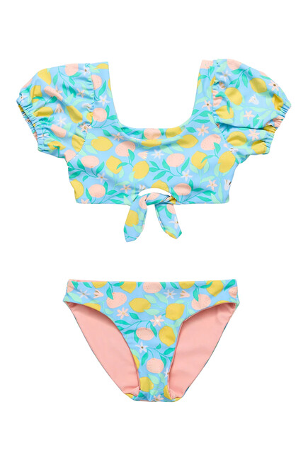 Kids Lemon Drops Knot Front Bikini