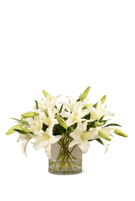 Artificial Lily in Glass Vase