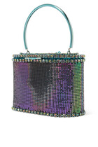 Holli Mermaid Crystal-Embellished Mesh Top Handle Bag