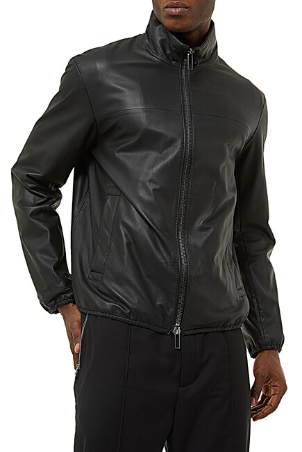 Buy Emporio Armani Zipped Leather Jacket for Mens | Bloomingdale's KSA