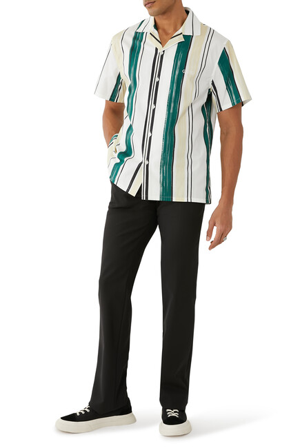 Printed Stripes Bowling Shirt