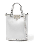 Rockstud Grain-Texture Bucket Bag