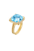 Chatelaine Blue Topaz Ring, 18k Yellow Gold and Diamonds