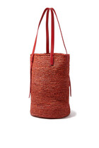 Logo-Embroidered Raffia Tote Bag