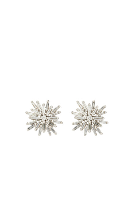 Fireworks Flower Stud Earrings, 18k White Gold & Diamonds