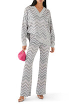 Zigzag Knit Flared Trousers