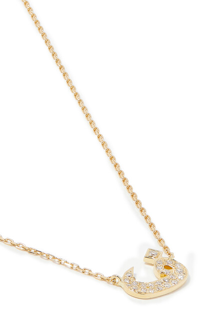 Oula XS Letter F Necklace, 18k Yellow Gold with Diamonds