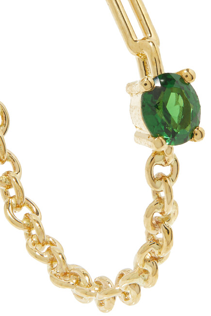 Solitaire Hoop Earrings, 18k Yellow Gold & Tsavorites